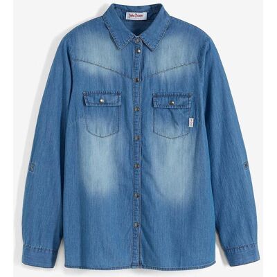 bonprix Jeansbluse mit Druckknöpfen, Langarmblau 40Damen bonprix Jeansbluse mit Druckknöpfen, Langarmblau 40Damen
