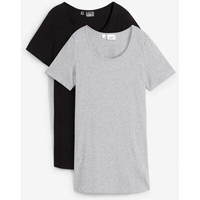 bonprix Long-Shirt, 2er-Packschwarz 48Damen bonprix Long-Shirt, 2er-Packschwarz 48Damen