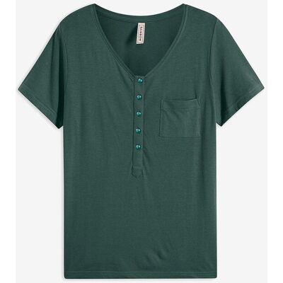bonprix T-Shirt mit Knopfleistegrün 36Damen bonprix T-Shirt mit Knopfleistegrün 36Damen