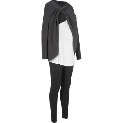 bonprix Bequemes Set aus Stillshirt und Leggings (2-teiliges Set)schwarz 40Damen bonprix Bequemes Set aus Stillshirt und Leggings (2-teiliges Set)schwarz 40Damen