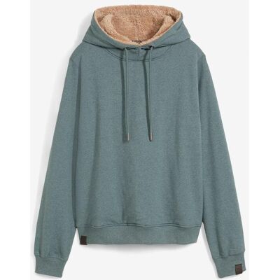 bonprix Kapuzensweatshirt aus Baumwoll-Mix und Teddy-Futtergrün 52Damen bonprix Kapuzensweatshirt aus Baumwoll-Mix und Teddy-Futtergrün 52Damen
