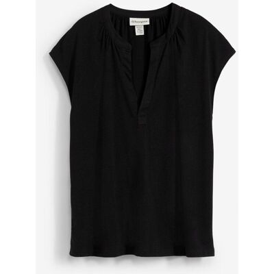 bonprix Kurzarmshirt mit Henley-Ausschnitt aus Viskosemixschwarz 48Damen bonprix Kurzarmshirt mit Henley-Ausschnitt aus Viskosemixschwarz 48Damen
