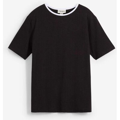 bonprix T-Shirt mit Kontrastdetailschwarz 40Damen bonprix T-Shirt mit Kontrastdetailschwarz 40Damen