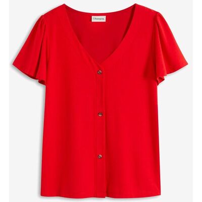 bonprix Shirt mit Knopfleisterot 52Damen bonprix Shirt mit Knopfleisterot 52Damen
