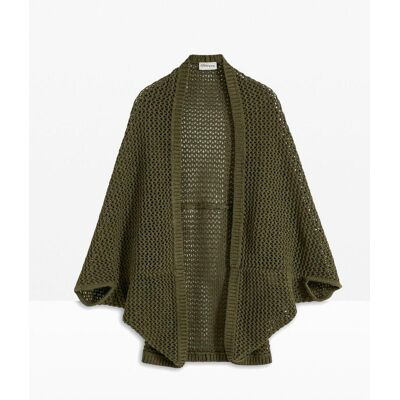 bonprix Ajourstrick-Poncho mit Leinenanteilgrün 0Damen bonprix Ajourstrick-Poncho mit Leinenanteilgrün 0Damen