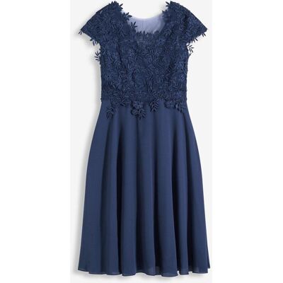 bonprix Midikleid aus zartem Tüll mit Spitzeblau 36Damen bonprix Midikleid aus zartem Tüll mit Spitzeblau 36Damen
