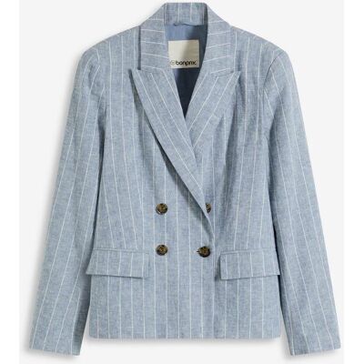 bonprix Blazer mit Leinenanteilblau 48Damen bonprix Blazer mit Leinenanteilblau 48Damen