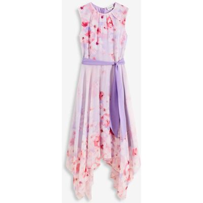 bonprix Chiffonkleid mit Zipfelsaum und Bindebandlila 50Damen bonprix Chiffonkleid mit Zipfelsaum und Bindebandlila 50Damen
