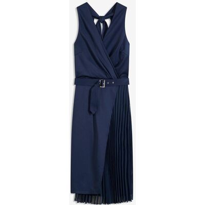 bonprix Midikleid in Wickel-Optik mit Plissee-Einsatzblau 48Damen bonprix Midikleid in Wickel-Optik mit Plissee-Einsatzblau 48Damen