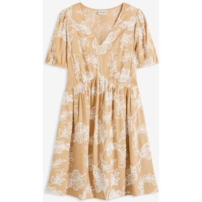 bonprix Tunika-Kleid mit Stickerei aus fließender Viskosebeige 50Damen bonprix Tunika-Kleid mit Stickerei aus fließender Viskosebeige 50Damen