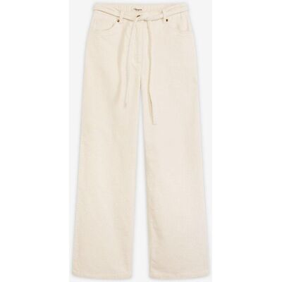 bonprix Weite Cordhose mit Bindegürtelweiß 40Damen bonprix Weite Cordhose mit Bindegürtelweiß 40Damen