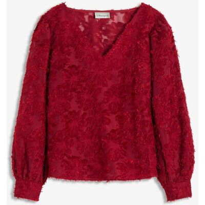 bonprix Bluse mit floralem Strukturmusterrot 38Damen bonprix Bluse mit floralem Strukturmusterrot 38Damen