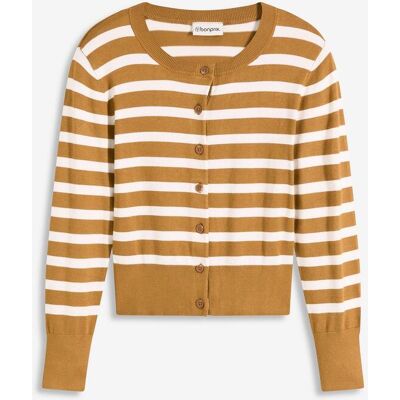 bonprix Feinstrick-Cardigan mit Streifenbraun 40Damen bonprix Feinstrick-Cardigan mit Streifenbraun 40Damen