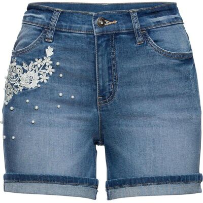 bonprix Jeansshorts Mid Waist mit Verzierungblau 38Damen bonprix Jeansshorts Mid Waist mit Verzierungblau 38Damen