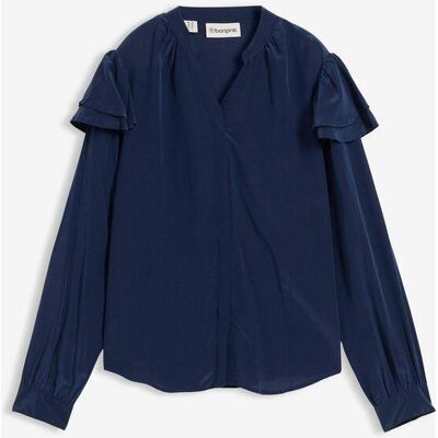 bonprix Bluse mit Seidenanteilblau 40Damen bonprix Bluse mit Seidenanteilblau 40Damen