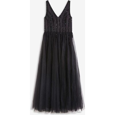 bonprix Maxikleid aus feinem Tüll mit Paillettenstickereischwarz 48Damen bonprix Maxikleid aus feinem Tüll mit Paillettenstickereischwarz 48Damen