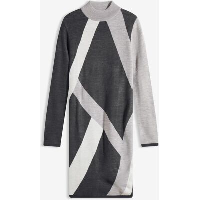 bonprix Jacquard-Strickkleid mit modernen Streifengrau 40Damen bonprix Jacquard-Strickkleid mit modernen Streifengrau 40Damen