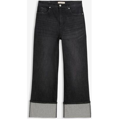 bonprix Straight-Jeans High Waist mit Turn Upschwarz 50Damen bonprix Straight-Jeans High Waist mit Turn Upschwarz 50Damen