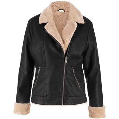 bonprix Lederimitat-Jacke, gefüttertschwarz 46Damen bonprix Lederimitat-Jacke, gefüttertschwarz 46Damen