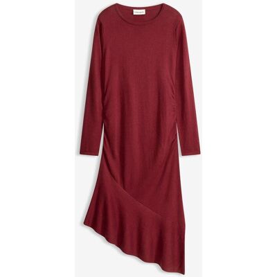 bonprix Strickkleid mit asymmetrischem Saum aus Baumwolle und Kaschmirrot 44Damen bonprix Strickkleid mit asymmetrischem Saum aus Baumwolle und Kaschmirrot 44Damen