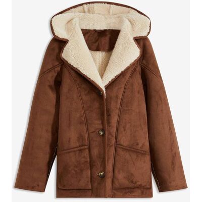 bonprix Shearling Jacke mit Kapuzebraun 36Damen bonprix Shearling Jacke mit Kapuzebraun 36Damen