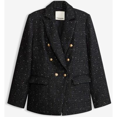 bonprix zweireihiger Bouclé-Blazerschwarz 38Damen bonprix zweireihiger Bouclé-Blazerschwarz 38Damen
