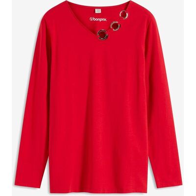 bonprix Langarmshirt mit Ösenrot 40Damen bonprix Langarmshirt mit Ösenrot 40Damen