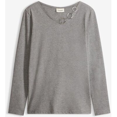 bonprix Langarmshirt mit Ösengrau 48Damen bonprix Langarmshirt mit Ösengrau 48Damen