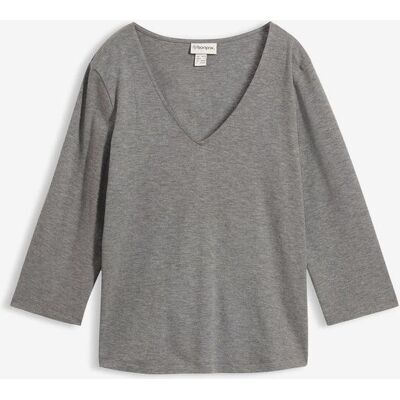 bonprix Heavy Jersey 3/4-Arm Shirt aus reiner Bio-Baumwollegrau 40Damen bonprix Heavy Jersey 3/4-Arm Shirt aus reiner Bio-Baumwollegrau 40Damen