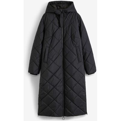 bonprix Langer, wattierter Steppmantel mit Kapuzeschwarz 40Damen bonprix Langer, wattierter Steppmantel mit Kapuzeschwarz 40Damen