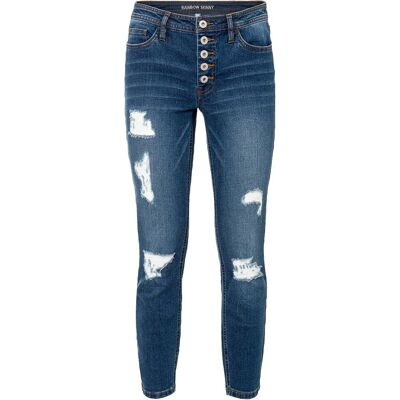 bonprix Skinny-Jeans, Mid Waist, Destroyedblau 46Damen bonprix Skinny-Jeans, Mid Waist, Destroyedblau 46Damen