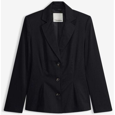 bonprix Blazer mit eingelegten Faltenschwarz 46Damen bonprix Blazer mit eingelegten Faltenschwarz 46Damen