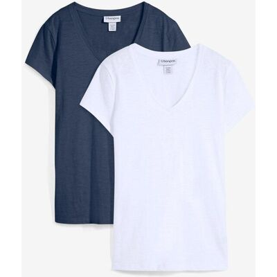 bonprix T-Shirt aus reiner Bio-Baumwolle (2er Pack)blau 48Damen bonprix T-Shirt aus reiner Bio-Baumwolle (2er Pack)blau 48Damen
