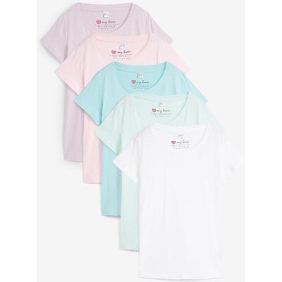 bonprix Rundhals-Shirt (5er-Pack)rosa 52Damen bonprix Rundhals-Shirt (5er-Pack)rosa 52Damen