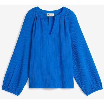 bonprix Oversize-Bluse aus Musselinblau 52Damen bonprix Oversize-Bluse aus Musselinblau 52Damen