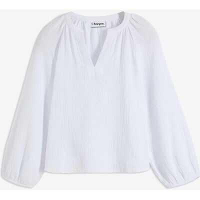 bonprix Oversize-Bluse aus Musselinweiß 50Damen bonprix Oversize-Bluse aus Musselinweiß 50Damen