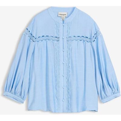 bonprix Bluse aus bestickter Baumwolleblau 44Damen bonprix Bluse aus bestickter Baumwolleblau 44Damen