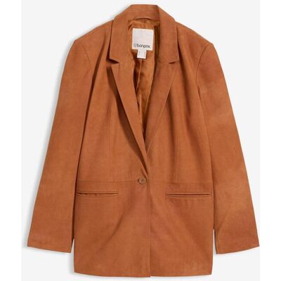 bonprix Blazer aus Velourslederbraun 36Damen bonprix Blazer aus Velourslederbraun 36Damen