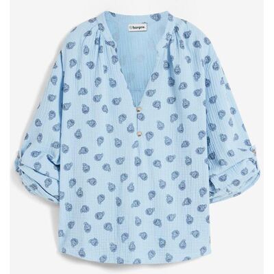 bonprix Oversize-Bluse aus luftigem Musselinblau 40Damen bonprix Oversize-Bluse aus luftigem Musselinblau 40Damen