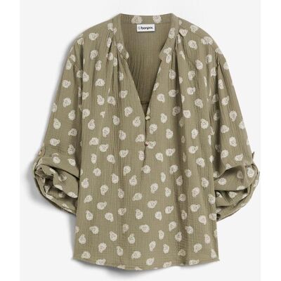 bonprix Oversize-Bluse aus luftigem Musselingrün 52Damen bonprix Oversize-Bluse aus luftigem Musselingrün 52Damen