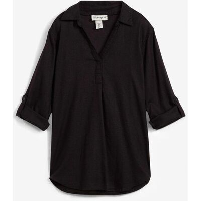 bonprix Leinen-Bluse, 3/4-Armschwarz 38Damen bonprix Leinen-Bluse, 3/4-Armschwarz 38Damen