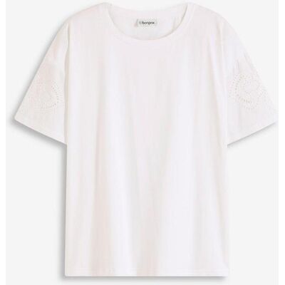 bonprix T-Shirt mit Lochstickereiweiß 44Damen bonprix T-Shirt mit Lochstickereiweiß 44Damen