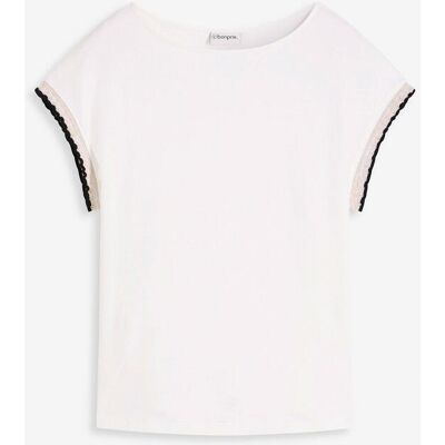 bonprix Shirt mit Verzierung aus reiner Baumwolleweiß 40Damen bonprix Shirt mit Verzierung aus reiner Baumwolleweiß 40Damen