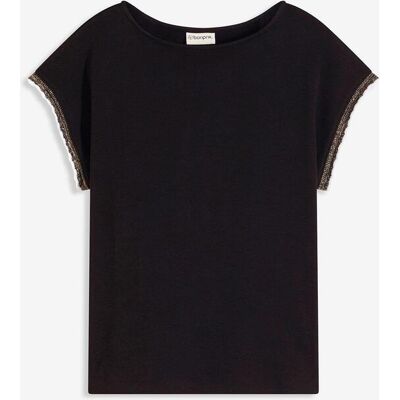 bonprix Shirt mit Verzierung aus reiner Baumwolleschwarz 52Damen bonprix Shirt mit Verzierung aus reiner Baumwolleschwarz 52Damen