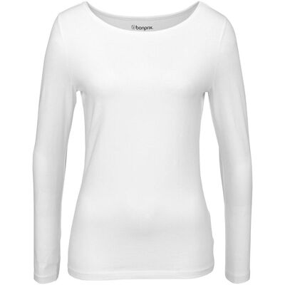 bonprix Figurbetontes Langarmshirtweiß 52Damen bonprix Figurbetontes Langarmshirtweiß 52Damen