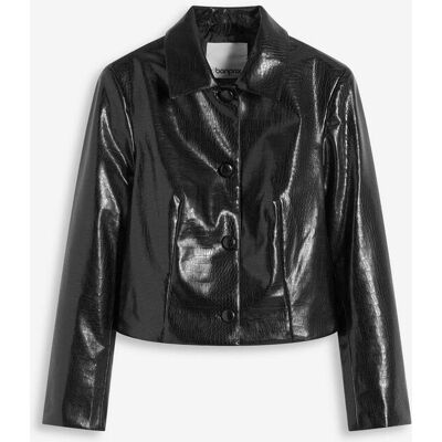 bonprix Verkürzte Lederimitat-Jacke mit glossy Krokoprägungschwarz 38Damen bonprix Verkürzte Lederimitat-Jacke mit glossy Krokoprägungschwarz 38Damen