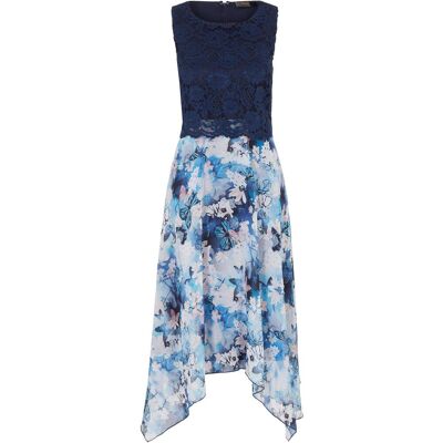 bonprix Chiffonkleid mit feiner Spitzeblau 42Damen bonprix Chiffonkleid mit feiner Spitzeblau 42Damen
