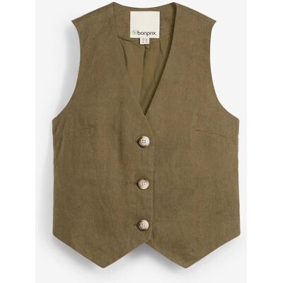 bonprix Weste aus reinem Leinengrün 50Damen bonprix Weste aus reinem Leinengrün 50Damen