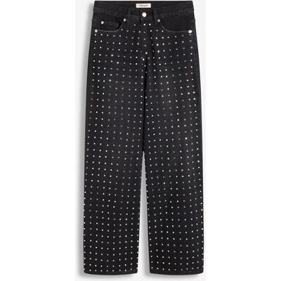 bonprix Wide-Leg-Jeans Mid Waist mit Strassapplikationschwarz 48Damen bonprix Wide-Leg-Jeans Mid Waist mit Strassapplikationschwarz 48Damen