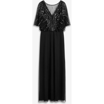bonprix Maxikleid aus feinem Tüll mit Paillettenstickereischwarz 32Damen bonprix Maxikleid aus feinem Tüll mit Paillettenstickereischwarz 32Damen
